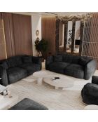 Canapé 4 places LIAM Velours tramé Noir - 230x90x74