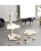 Griffoir forme patte avec jouet h23*35*35cm ecru