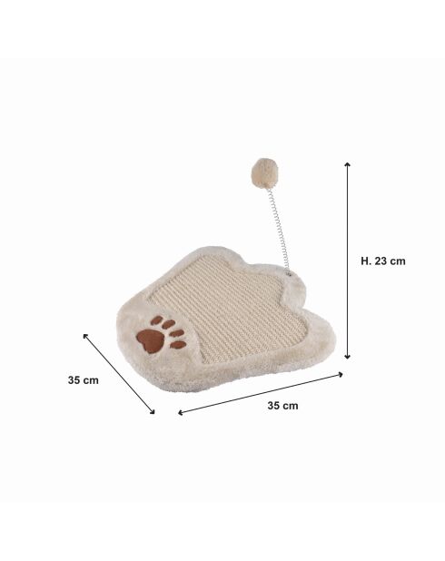 Griffoir forme patte avec jouet h23*35*35cm ecru