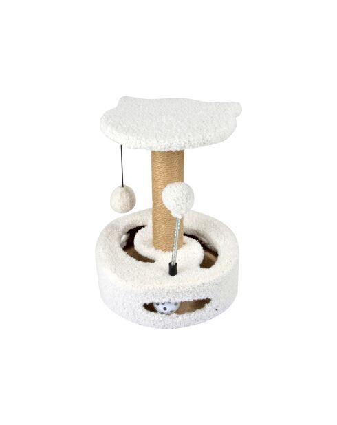 Arbre a chat avec jouet Tunnel et Griffoir d25*h33cm ecru wooly