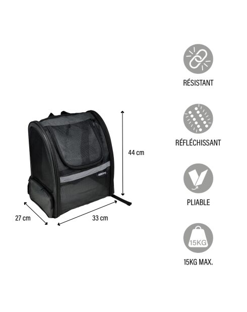 Zaino estensibile per il trasporto di animali 33*27*h44cm nero