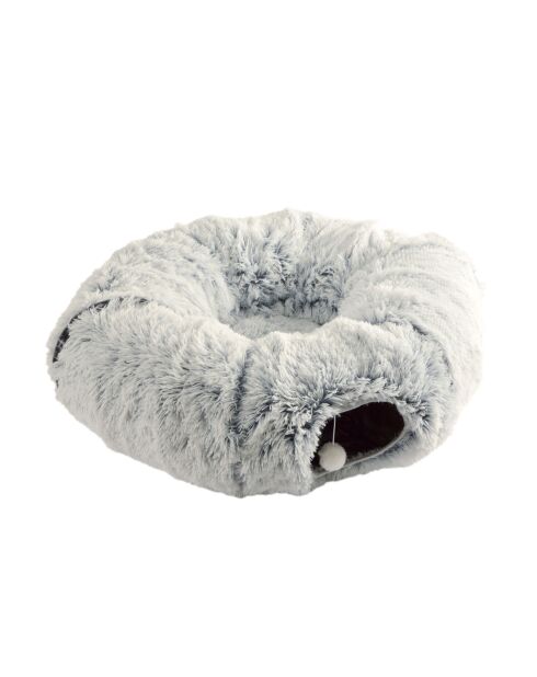 Tunnel da gioco per gatti pieghevole in poliestere d80*h.25cm soffice bianco screziato