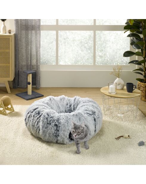 Tunnel da gioco per gatti pieghevole in poliestere d80*h.25cm soffice bianco screziato