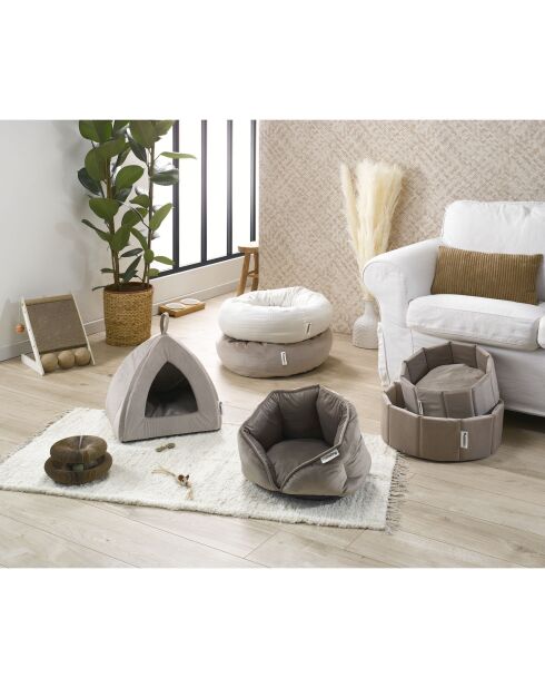 Cuscino rotondo a forma di ciambella in velluto a coste in poliestere d55*h20cm crafty ecru