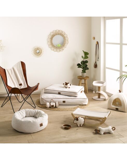 Cestino rotondo in poliestere lana riccia d40*h32cm lanoso ecru