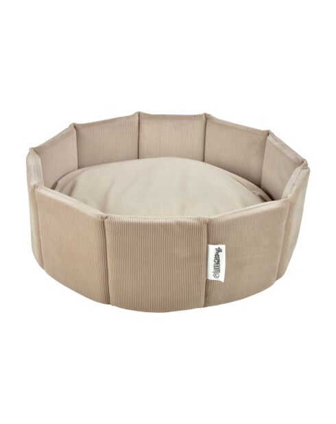 Panier rond velours cotele polyester d48*h16cm crafty noiSette