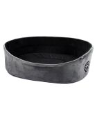 Ovaler Korb aus Polyester, 75 x 57 cm, fleckig, grau/schwarz