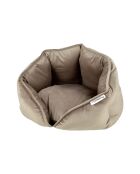 Cestino rotondo in velluto a coste in poliestere d40*h32cm crafty nocciola