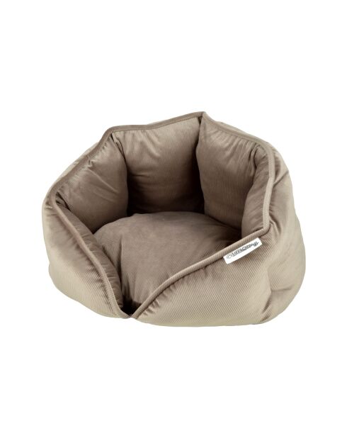 Cestino rotondo in velluto a coste in poliestere d40*h32cm crafty nocciola