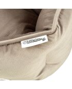 Cestino rotondo in velluto a coste in poliestere d40*h32cm crafty nocciola