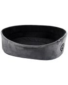 Cestino ovale in poliestere 80* 62 cm grigio chiazzato/nero