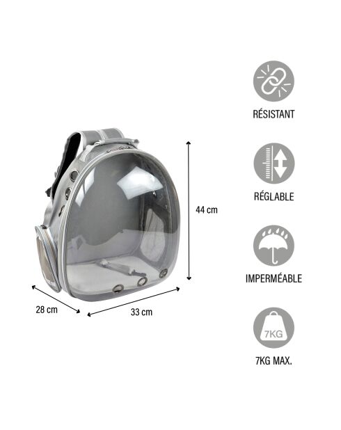 Zaino da trasporto per animali con capsula trasparente 32*25*41cm grigio