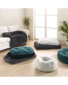 Donutkussen rond polyester d95*22cm pluizig wit porselein