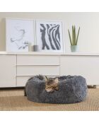 Coussin donut rond polyester d55*25cm fluffy anthracite