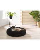 Coussin donut rond polyester d55*25cm fluffy noir