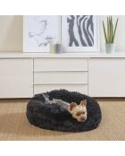 Coussin donut rond polyester d55*25cm fluffy noir
