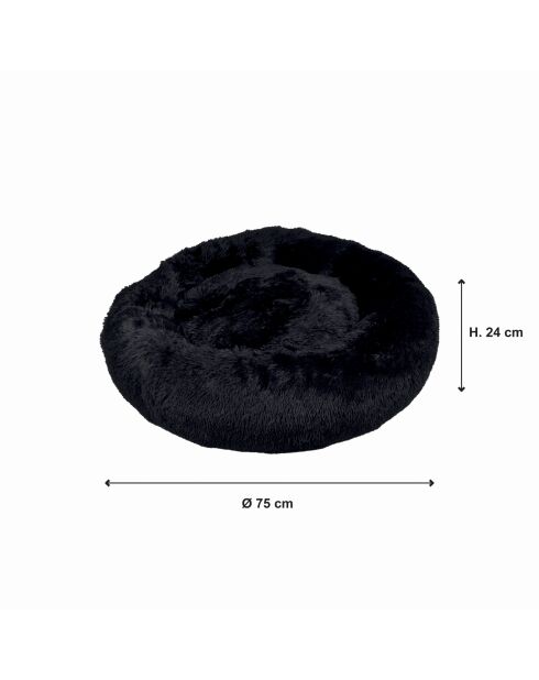 Rond donutkussen van polyester d75*24cm pluizig zwart