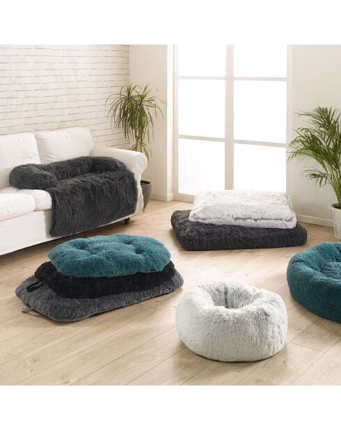 Cuscino reversibile in poliestere con fiocchi di neve 107* 65* h5cm soffice porcellana bianca