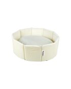 Cestino rotondo in velluto a coste in poliestere d38*h16cm crafty ecru