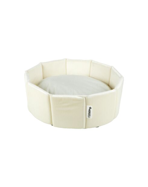 Cestino rotondo in velluto a coste in poliestere d38*h16cm crafty ecru