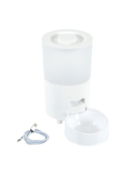 distributeur connecte de croquettes wifi avec application d.17*h.30cm 3l blanc