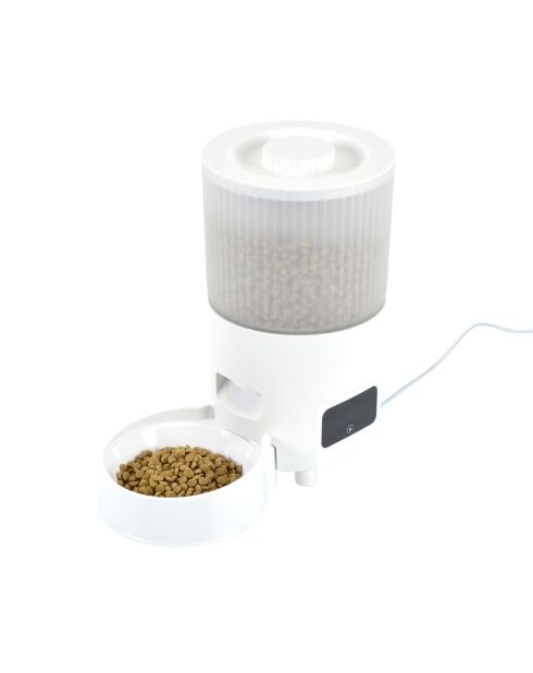 distributeur connecte de croquettes wifi avec application d.17*h.30cm 3l blanc