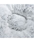 Coussin donut rond polyester d55*25cm fluffy blanc chine