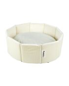 Ronde mand corduroy polyester d48*h16cm crafty ecru