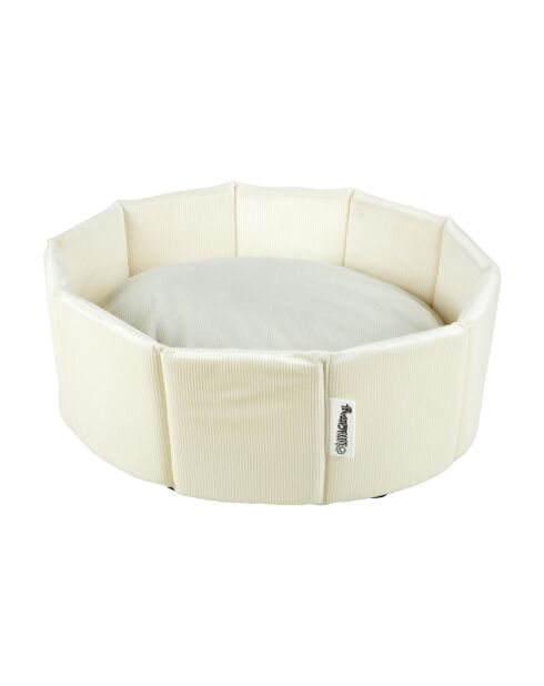 Cestino rotondo in velluto a coste in poliestere d48*h16cm crafty ecru