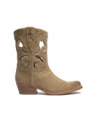 Bottes western Sartore en veau velours très souple Beige