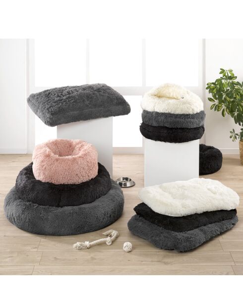 Cuscino reversibile in poliestere con fiocchi di neve 107* 65* h5cm nero soffice