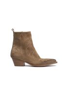 Boots western en veau velours Caramel
