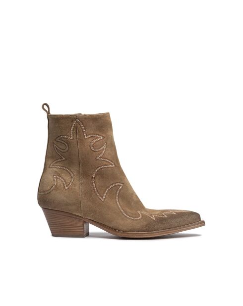 Boots western en veau velours Caramel