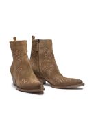 Boots western en veau velours Caramel