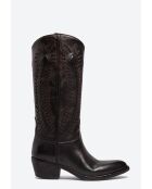 Bottes western Sartore en veau tannage végétal Marron très foncé
