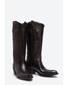 Bottes western Sartore en veau tannage végétal Marron très foncé