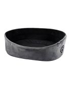 Cestino ovale in poliestere 70* 52 cm grigio chiazzato/nero