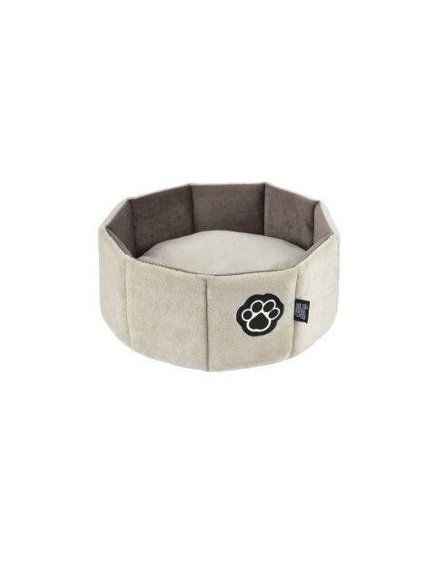 Cestino rotondo in poliestere d38*h16cm patchy nocciola/beige