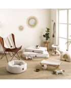 Coussin donut rond laine bouclee polyester d55*h20cm wooly ecru