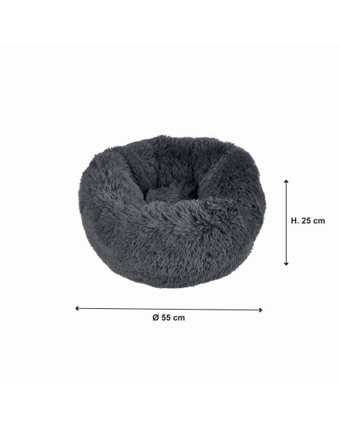 Coussin donut rond polyester d55*25cm fluffy anthracite