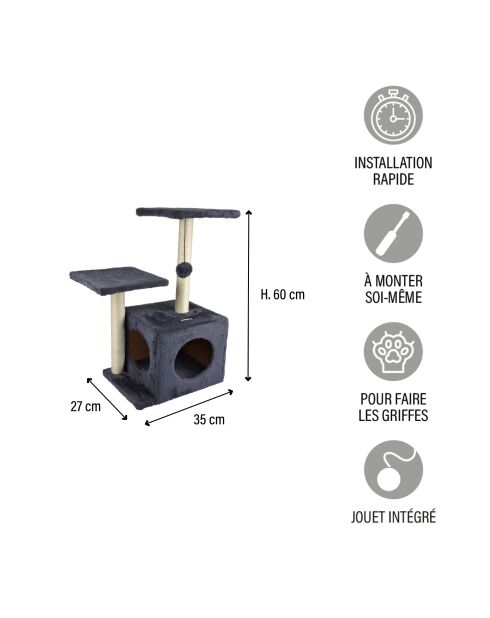 Albero per gatti con giocattolo e nicchia h60cm antracite