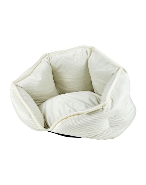 Cestino rotondo in velluto a coste in poliestere d40*h32cm crafty ecru