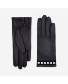Gants en cuir doublure soie Lucie noirs