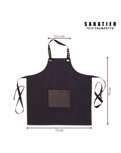 Honoré Stoffschürze mit schwarzer Tasche aus Kunstleder