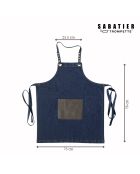 Tablier en tissu Honoré avec poche en simili marine