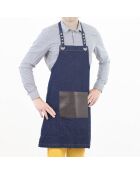 Tablier en tissu Honoré avec poche en simili marine