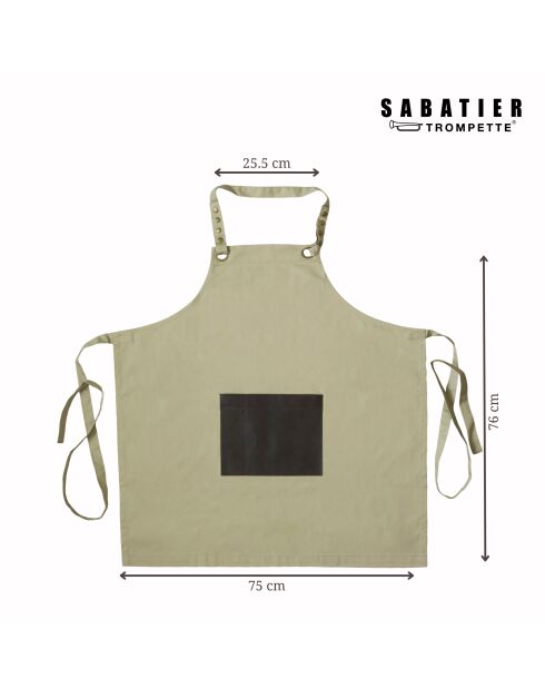 Honoré Stoffschürze mit beiger Tasche aus Kunstleder