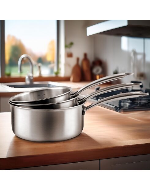 3 Casseroles inox Gourmet - D.16/18/20cm