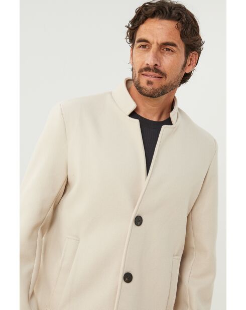 Cappotto di media lunghezza beige Mao