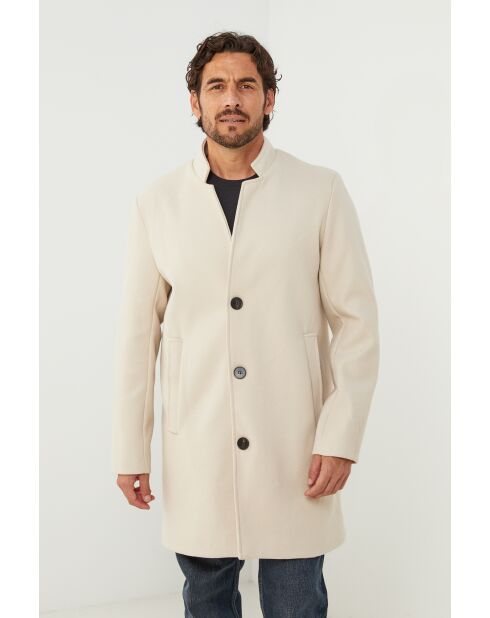 Cappotto di media lunghezza beige Mao